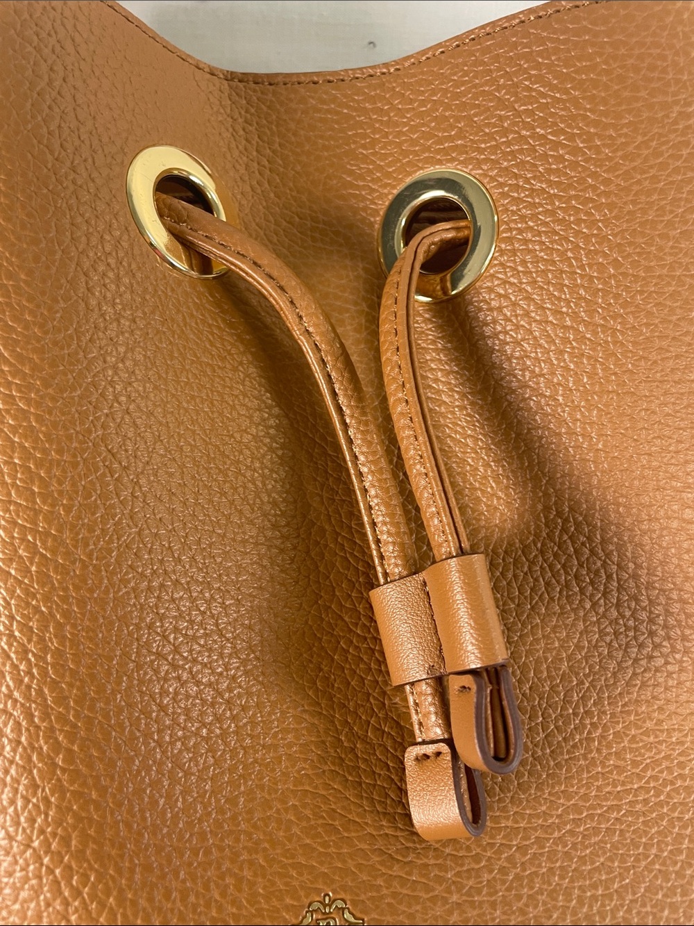 Nanette Lepore Brown Tan Pebbled Leather Drawstring Bucket Bag - Picture 6 of 10